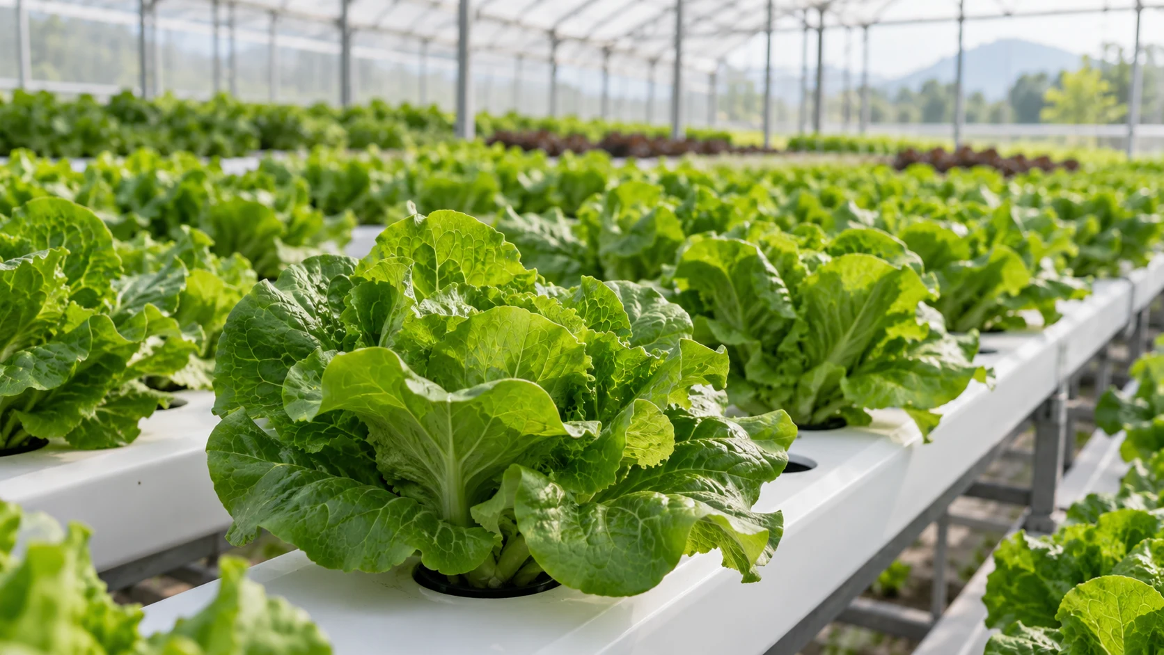 Imagem ilustrativa de alfaces em cultivo hidropônico